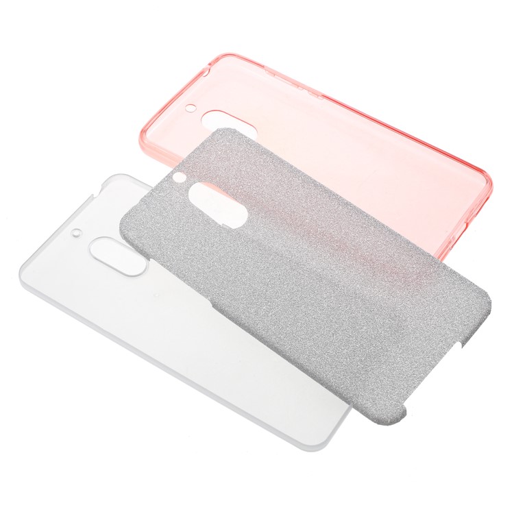 3-in-1 Glittery Powder Paper TPU + PC Combo Phone Cover for Nokia 6.1 (5.5-inch) - Pink-4