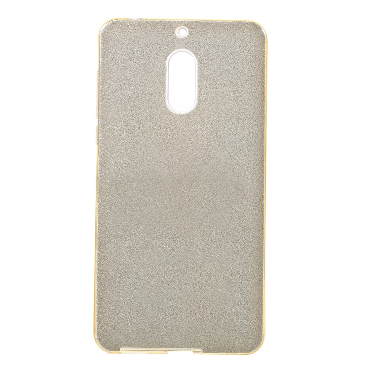 3-in-1 Glittery Powder Paper TPU + PC Hybrid Cover Case for Nokia 6.1 (5.5-inch) - Gold-1