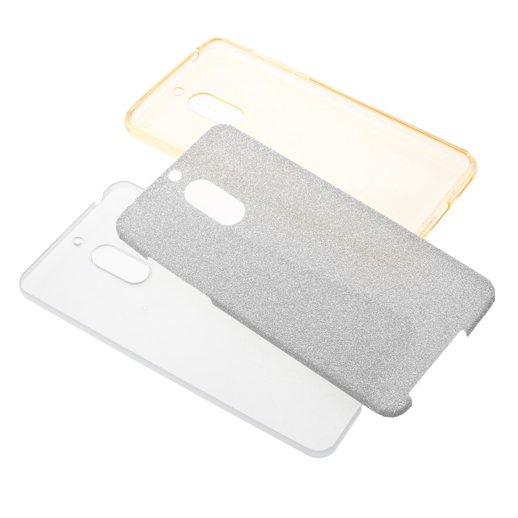 3-in-1 Glittery Powder Paper TPU + PC Hybrid Cover Case for Nokia 6.1 (5.5-inch) - Gold-4