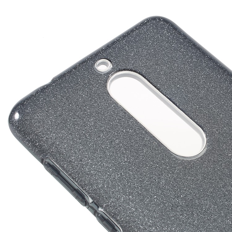 3-in-1 Glittery Powder Paper TPU + PC Hybrid Case for Nokia 5 - Black-5
