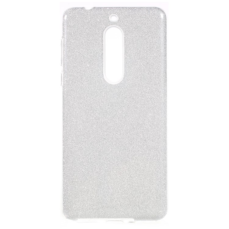 3-in-1 Glittery Powder Paper TPU + PC Hybrid Cover for Nokia 5 - Silver-2