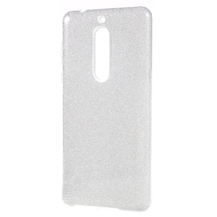 3-in-1 Glittery Powder Paper TPU + PC Hybrid Cover for Nokia 5 - Silver-3