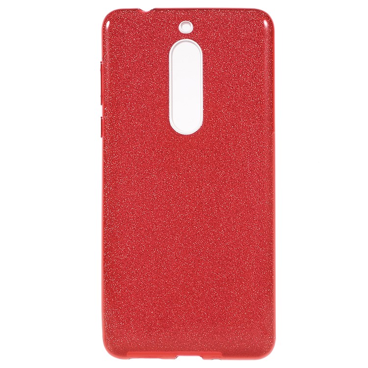 3-in-1 Glittery Powder Paper TPU + PC Hybrid Shell for Nokia 5 - Red-2