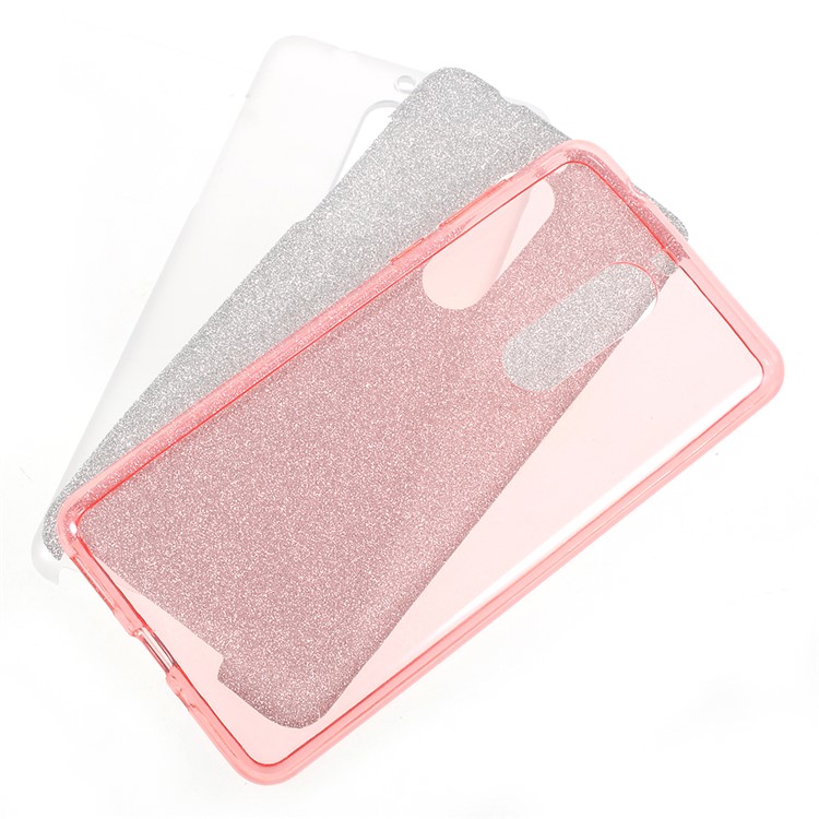3-in-1 Glittery Powder Paper TPU + PC Hybrid Casing for Nokia 5 - Pink-1