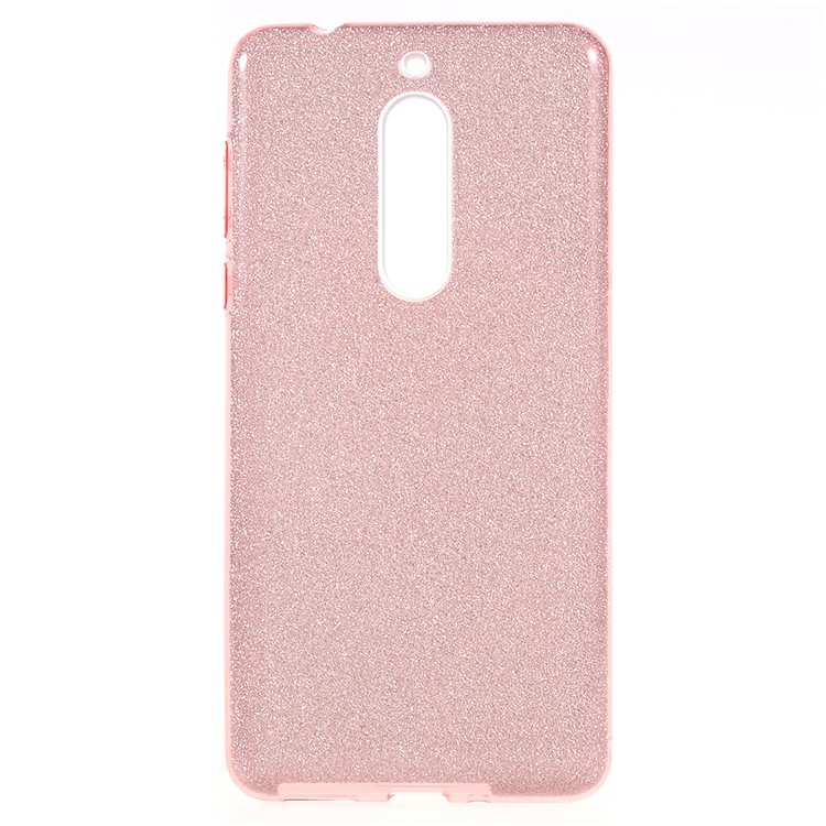 3-in-1 Glittery Powder Paper TPU + PC Hybrid Casing for Nokia 5 - Pink-2