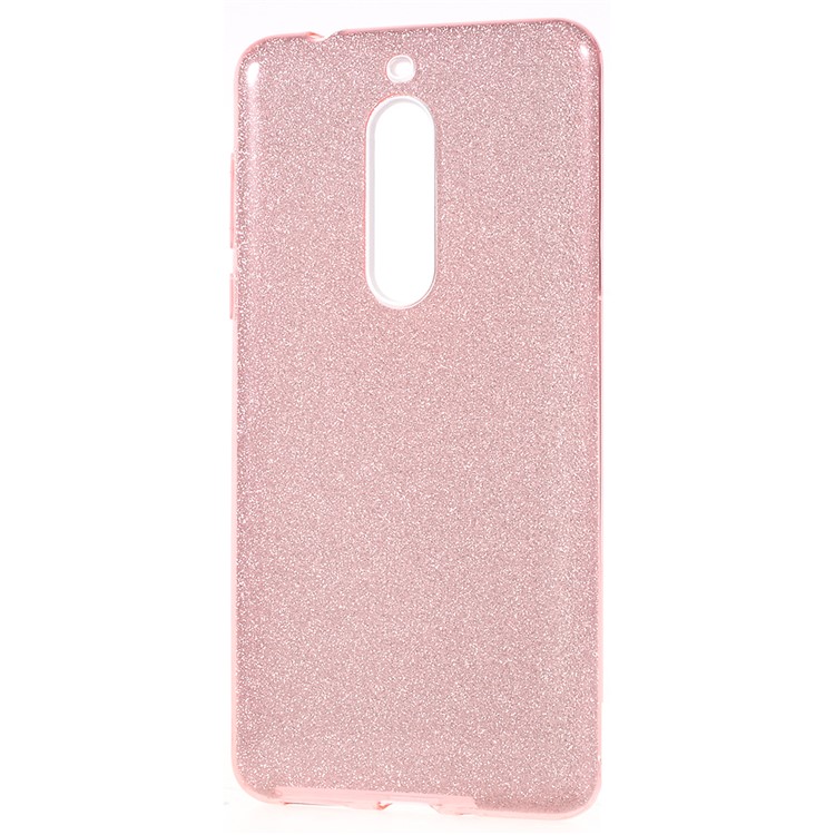3-in-1 Glittery Powder Paper TPU + PC Hybrid Casing for Nokia 5 - Pink-3