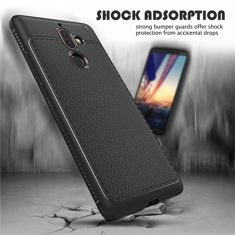 IVSO Gentry Series PU Leather Coated Soft TPU Back Case for Nokia 7 plus - Black-3