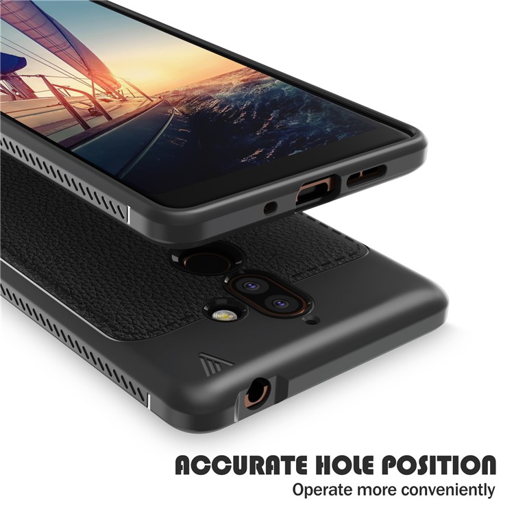 IVSO Gentry Series PU Leather Coated Soft TPU Back Case for Nokia 7 plus - Black-4