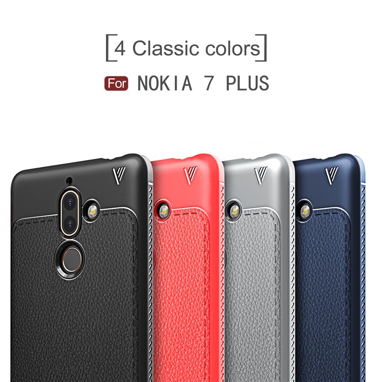 IVSO Gentry Series PU Leather Coated Soft TPU Back Case for Nokia 7 plus - Black-7