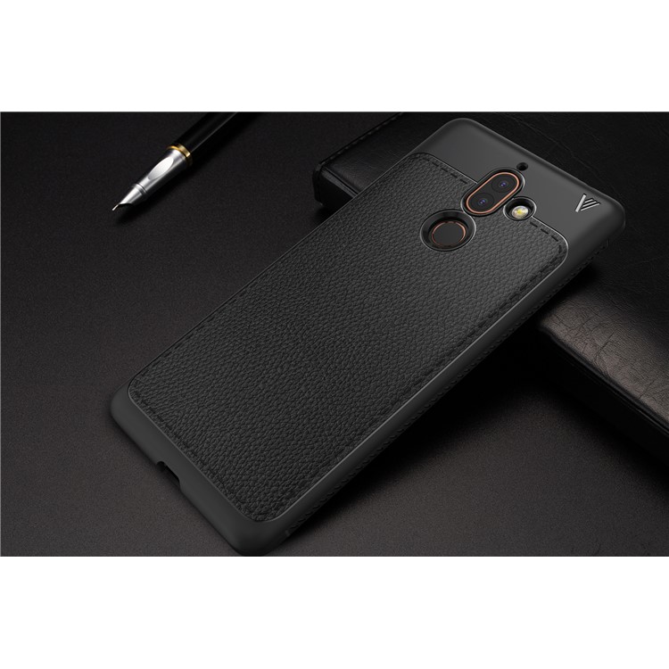 IVSO Gentry Series PU Leather Coated Soft TPU Back Case for Nokia 7 plus - Black-8