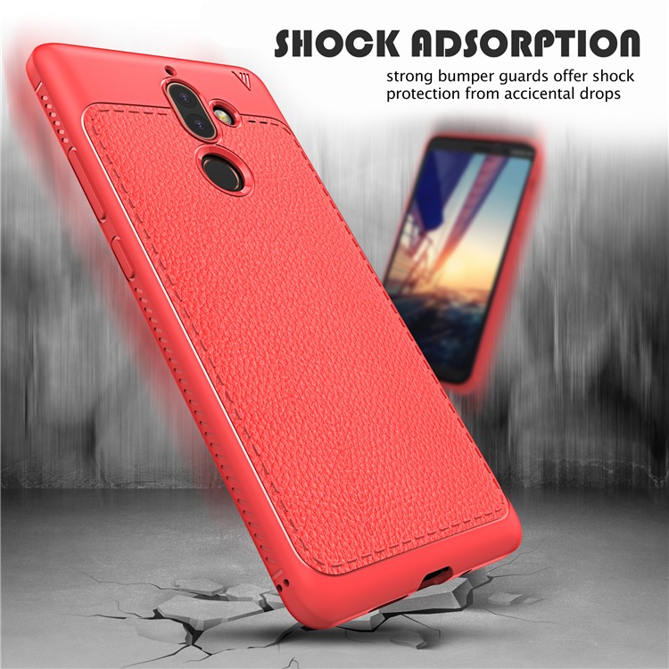 IVSO Gentry Series PU Leather Coated TPU Mobile Phone Shell for Nokia 7 plus - Red-3