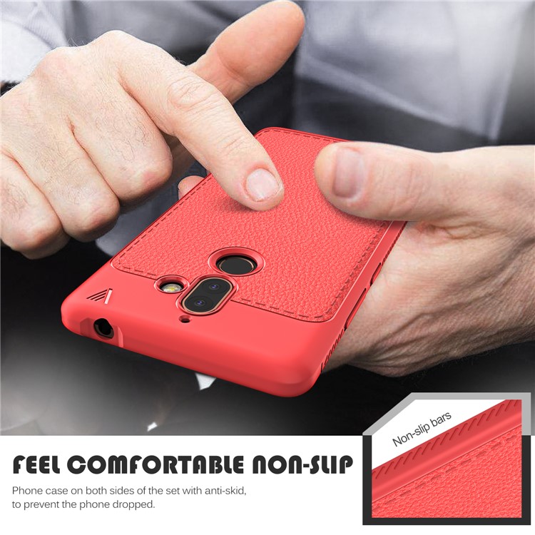 IVSO Gentry Series PU Leather Coated TPU Mobile Phone Shell for Nokia 7 plus - Red-6