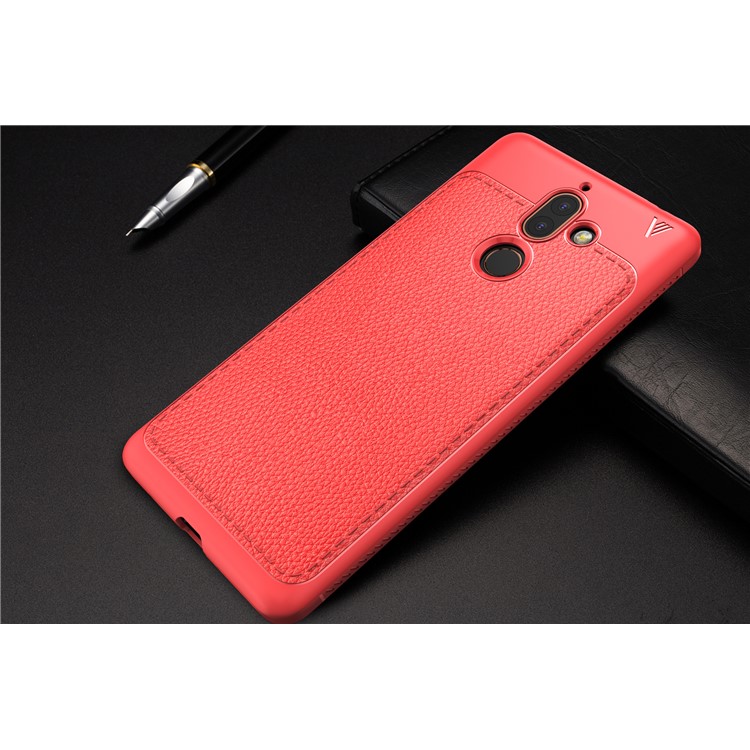 IVSO Gentry Series PU Leather Coated TPU Mobile Phone Shell for Nokia 7 plus - Red-7
