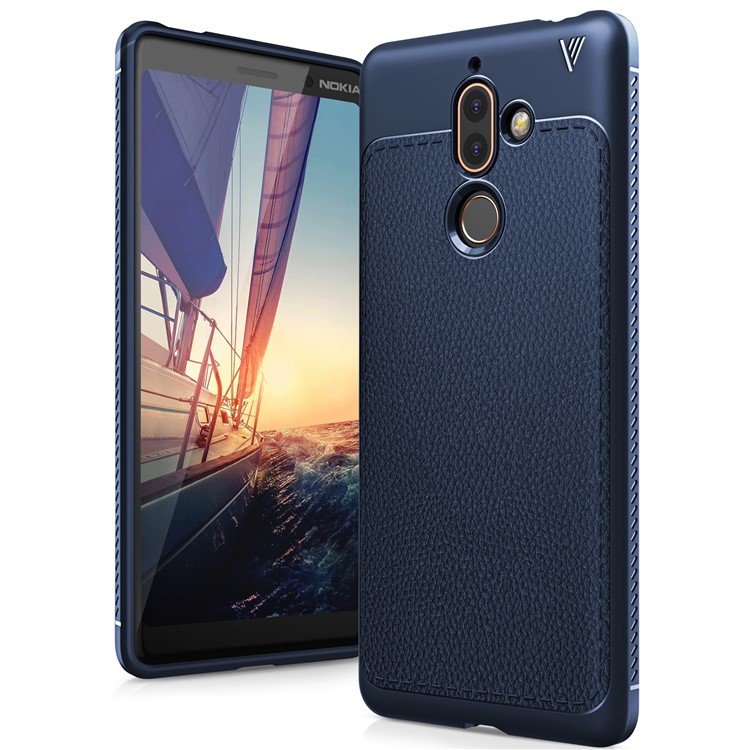 IVSO Gentry Series PU Leather Coated TPU Mobile Casing for Nokia 7 plus - Dark Blue-1