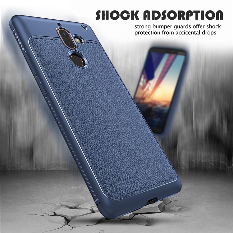 IVSO Gentry Series PU Leather Coated TPU Mobile Casing for Nokia 7 plus - Dark Blue-3