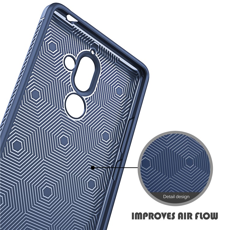 IVSO Gentry Series PU Leather Coated TPU Mobile Casing for Nokia 7 plus - Dark Blue-5