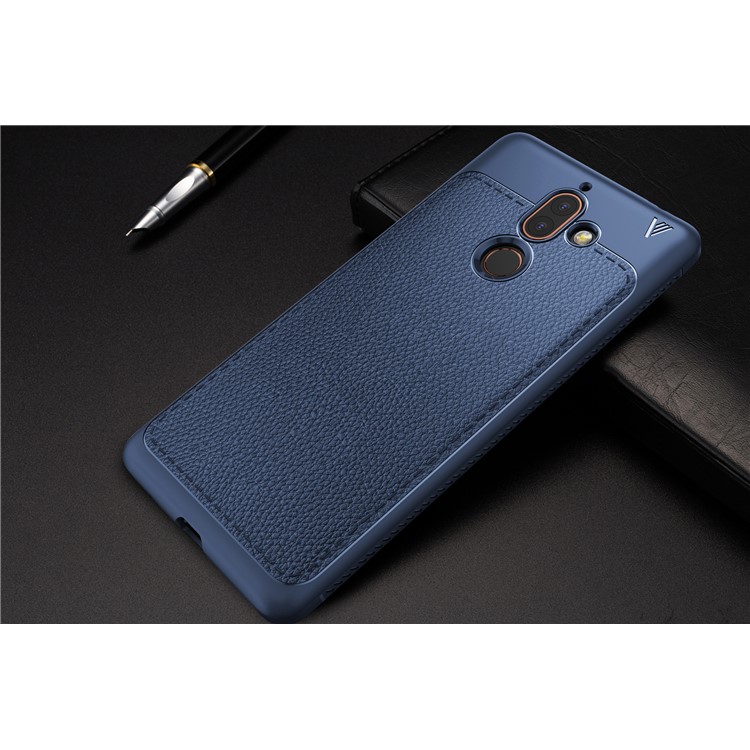 IVSO Gentry Series PU Leather Coated TPU Mobile Casing for Nokia 7 plus - Dark Blue-7