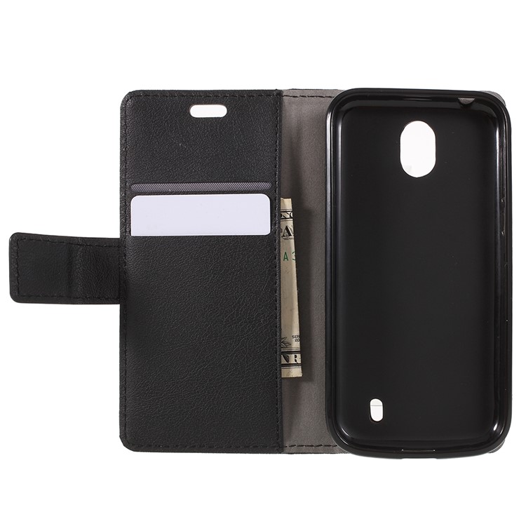 PU Leather Wallet Stand Protective Cover for Nokia 1 - Black-6