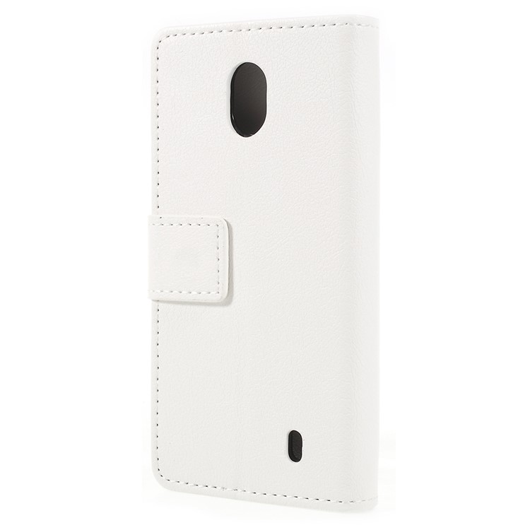 For Nokia 1 PU Leather Wallet Protective Folio Mobile Case Cover - White-3