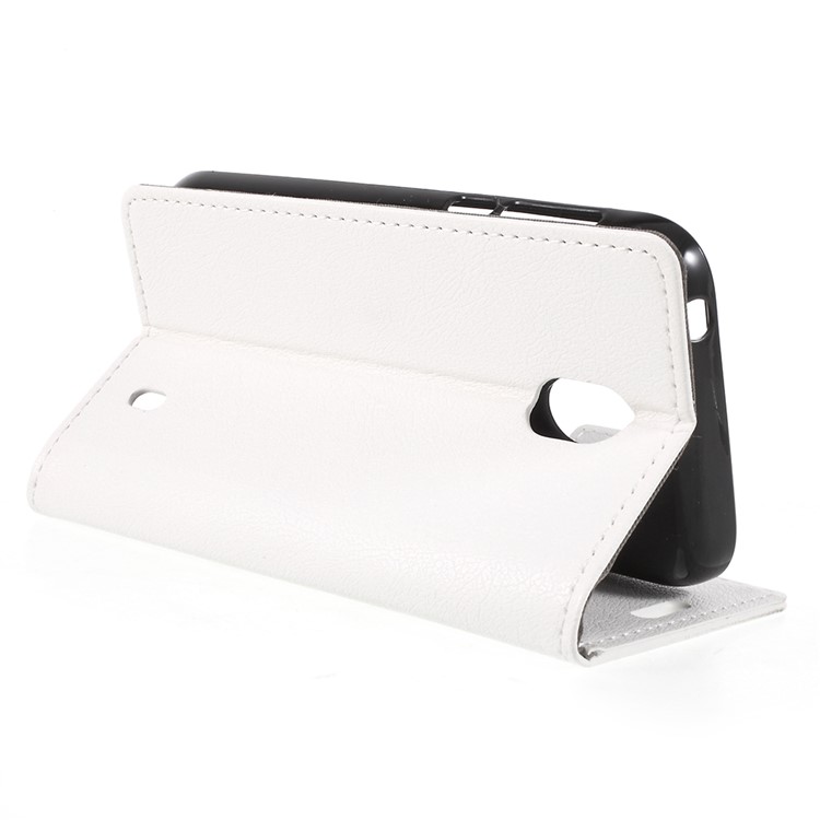 For Nokia 1 PU Leather Wallet Protective Folio Mobile Case Cover - White-5