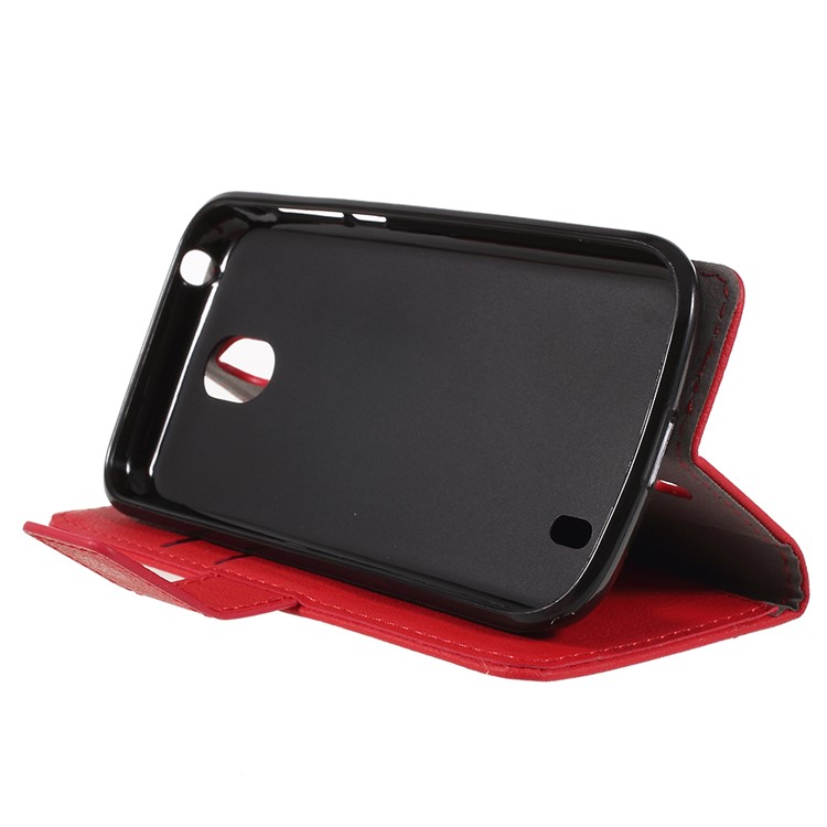 PU Leather Wallet Protective Flip Phone Cover with Stand for Nokia 1 - Red-4