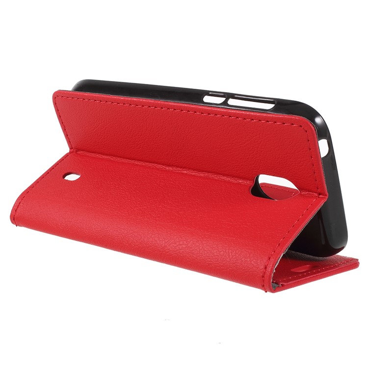 PU Leather Wallet Protective Flip Phone Cover with Stand for Nokia 1 - Red-5