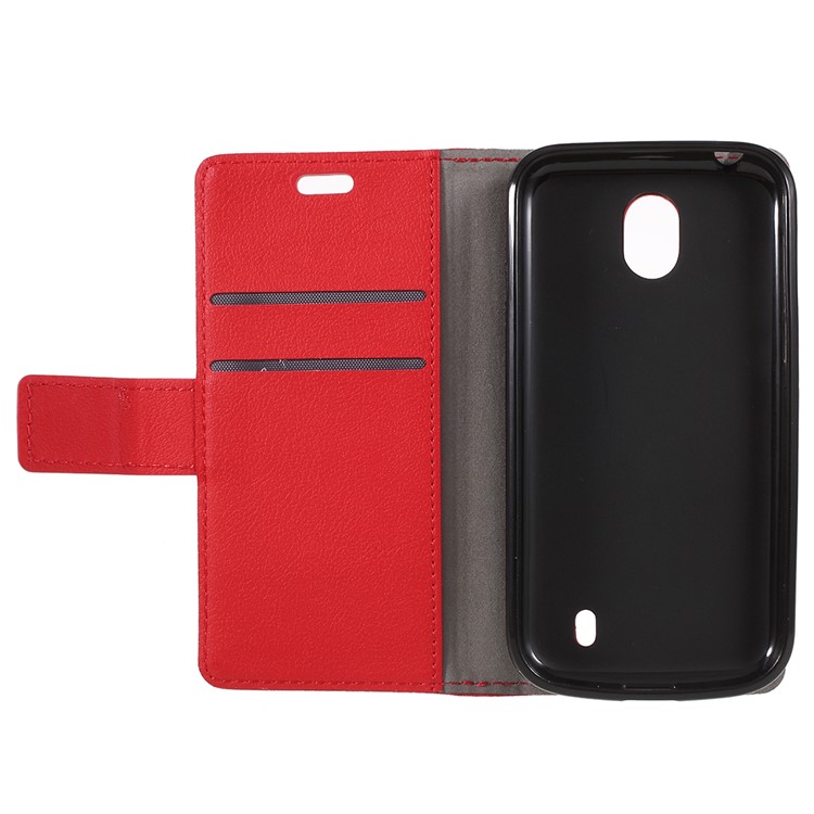 PU Leather Wallet Protective Flip Phone Cover with Stand for Nokia 1 - Red-6