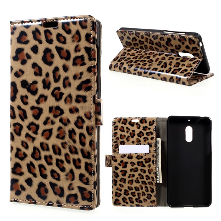 For Nokia 6 Leopard Pattern PU Leather Wallet Case with Stand-1