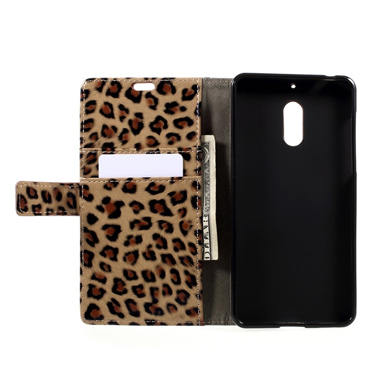 For Nokia 6 Leopard Pattern PU Leather Wallet Case with Stand-6