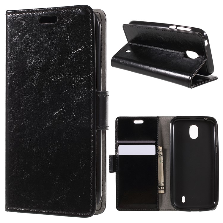 Crazy Horse Wallet Leather Stand Case for Nokia 1 - Black-1