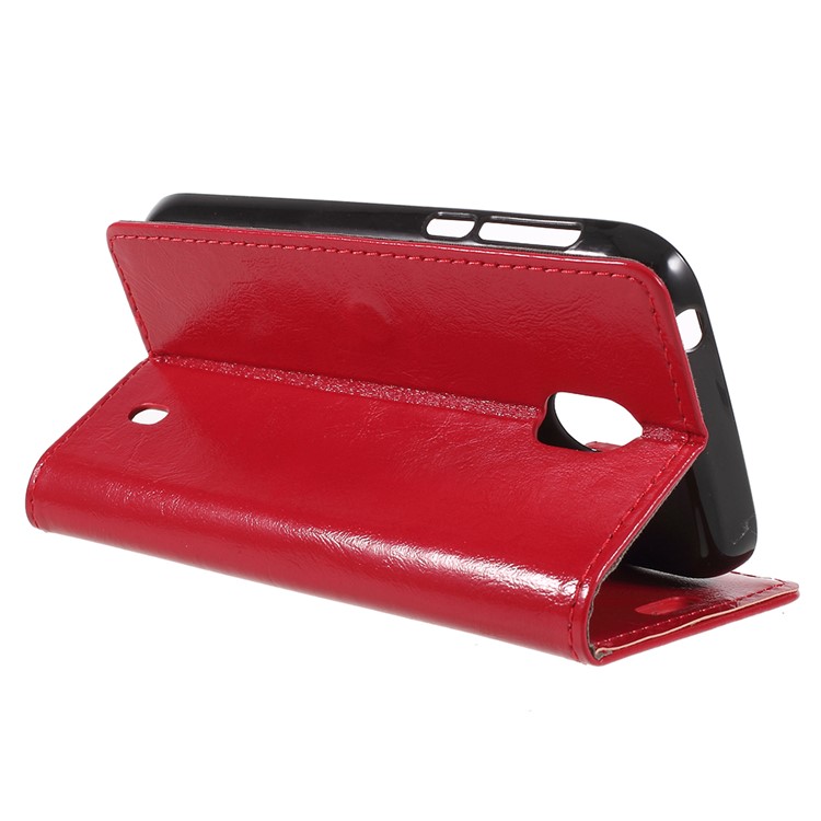 Crazy Horse Leather Wallet Case for Nokia 1 - Red-5