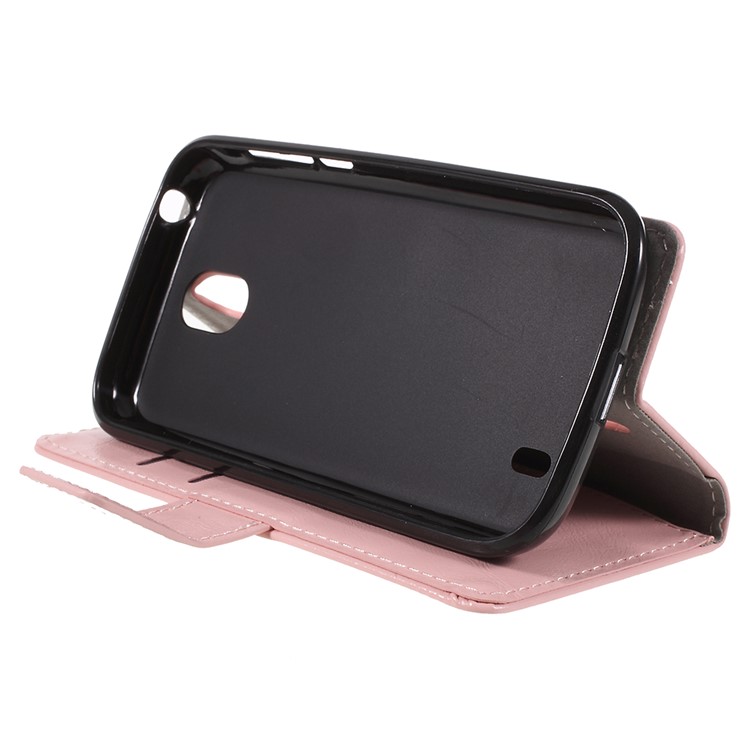 Crazy Horse Leather Wallet Cover for Nokia 1 - Pink-4
