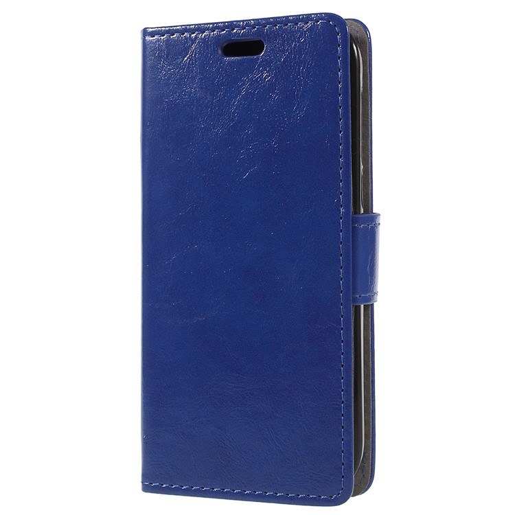 Crazy Horse Cell Phone Leather Stand Case for Nokia 1 - Blue-2