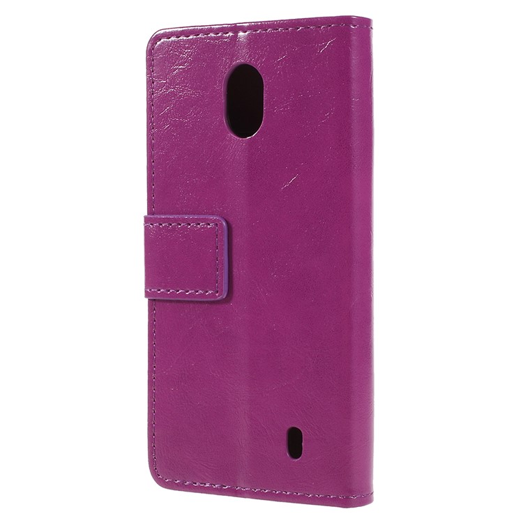 Crazy Horse Wallet Leather Protection Case for Nokia 1 - Purple-3