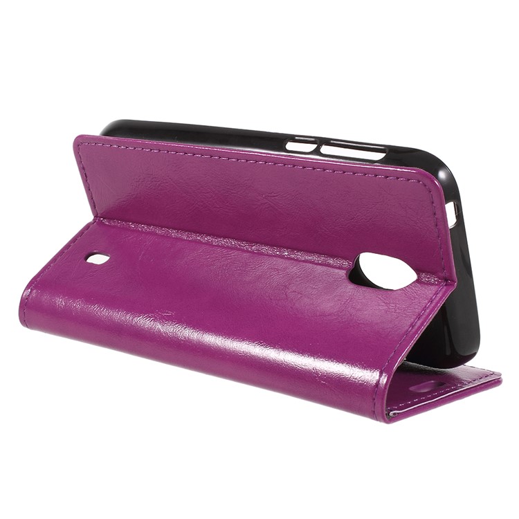 Crazy Horse Wallet Leather Protection Case for Nokia 1 - Purple-5
