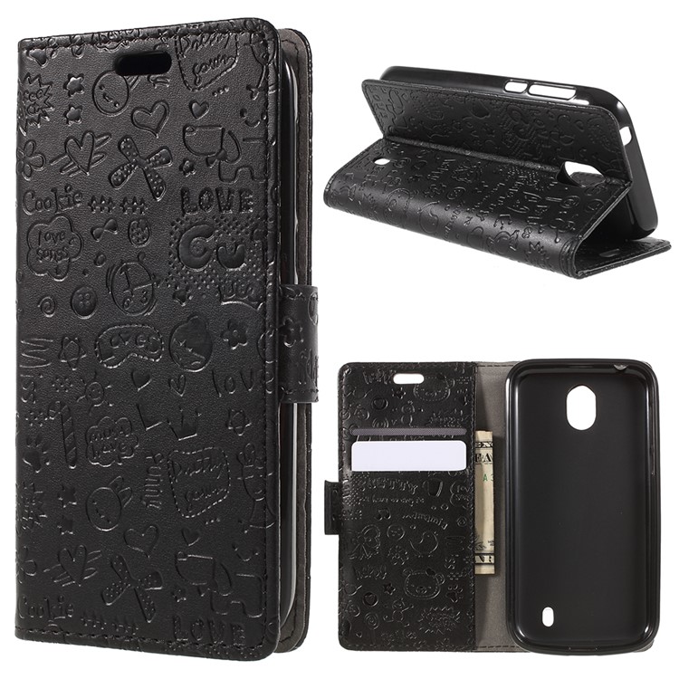 Cartoon Graffiti PU Leather Wallet Stand Mobile Phone Case for Nokia 1 - Black-1