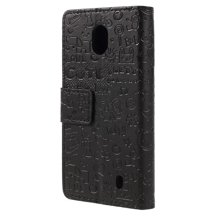 Cartoon Graffiti PU Leather Wallet Stand Mobile Phone Case for Nokia 1 - Black-2
