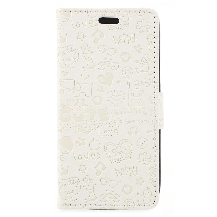 Cartoon Graffiti PU Leather Wallet Cell Phone Cover with Stand for Nokia 1 - White-1