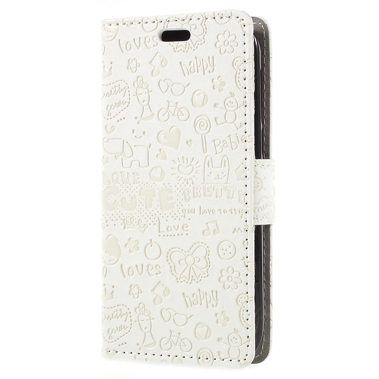 Cartoon Graffiti PU Leather Wallet Cell Phone Cover with Stand for Nokia 1 - White-2
