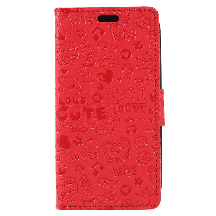 Cartoon Graffiti PU Leather Stand Wallet Mobile Phone Shell for Nokia 1 - Red-1
