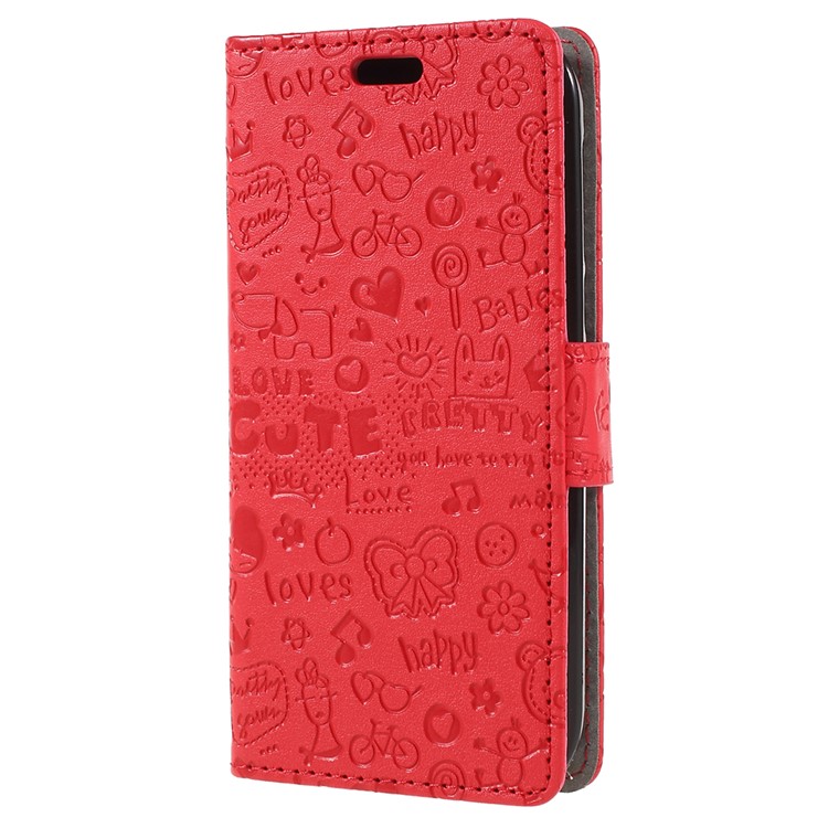 Cartoon Graffiti PU Leather Stand Wallet Mobile Phone Shell for Nokia 1 - Red-2