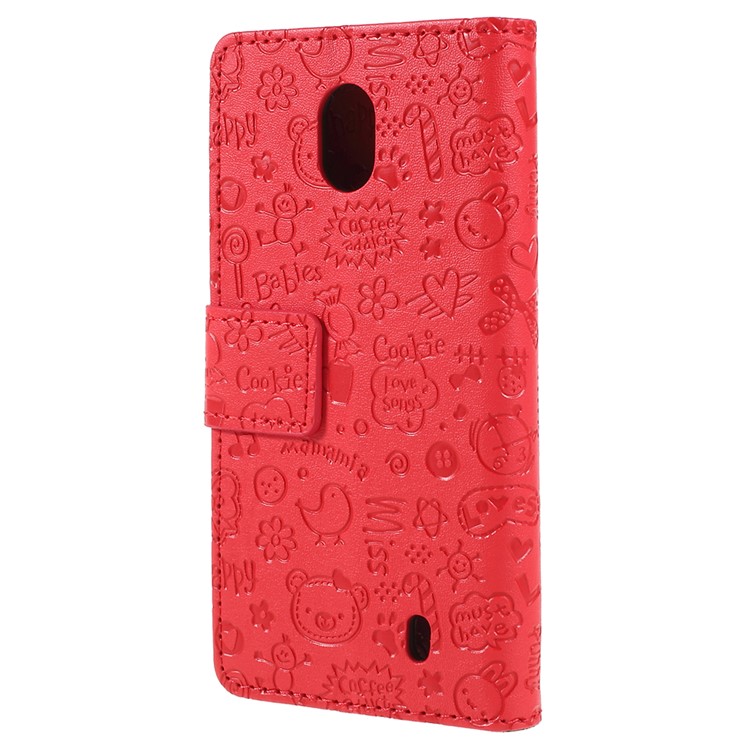 Cartoon Graffiti PU Leather Stand Wallet Mobile Phone Shell for Nokia 1 - Red-3