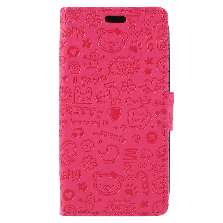 Cartoon Graffiti Stand Wallet Leather Phone Case Accessory for Nokia 1 - Rose-1