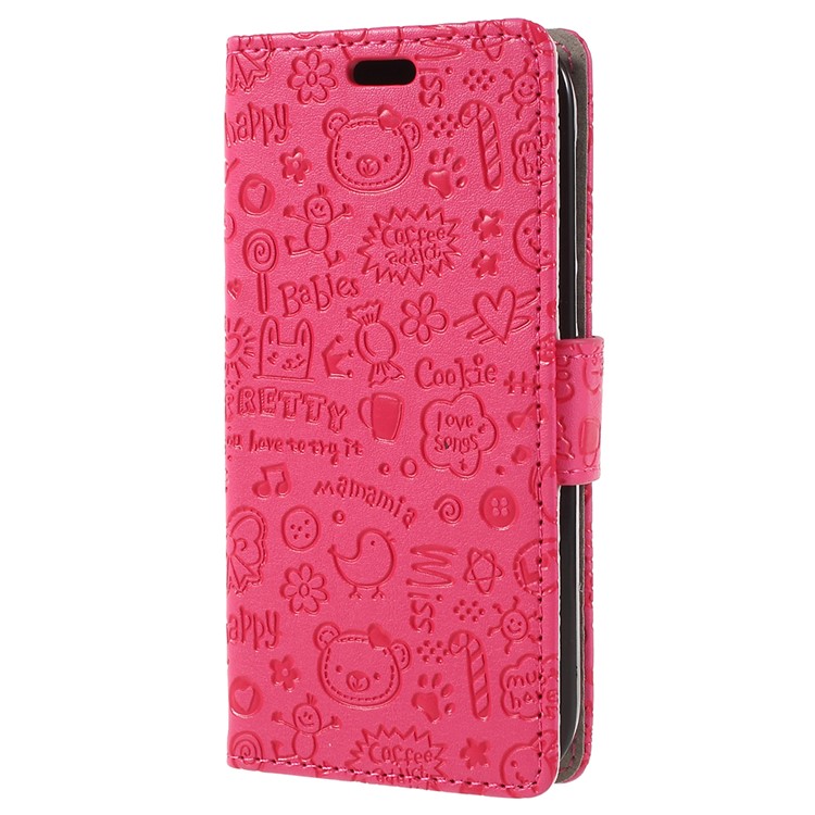 Cartoon Graffiti Stand Wallet Leather Phone Case Accessory for Nokia 1 - Rose-2