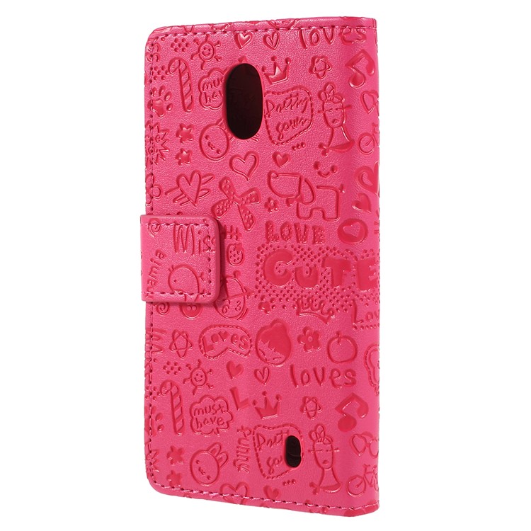 Cartoon Graffiti Stand Wallet Leather Phone Case Accessory for Nokia 1 - Rose-3