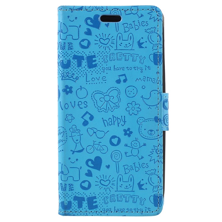 Cartoon Graffiti PU Leather Flip Stand Mobile Cover for Nokia 1 - Blue-1