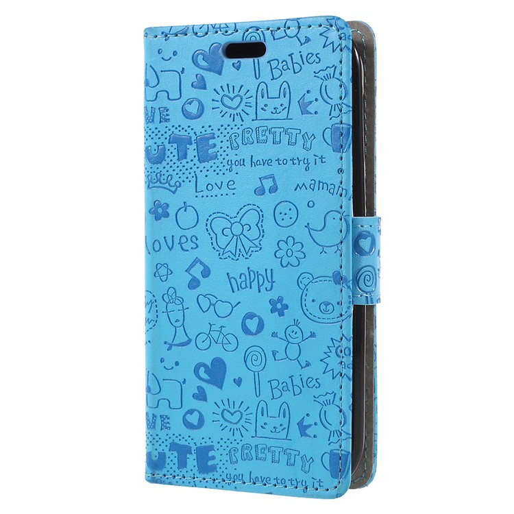 Cartoon Graffiti PU Leather Flip Stand Mobile Cover for Nokia 1 - Blue-2