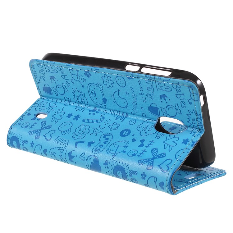 Cartoon Graffiti PU Leather Flip Stand Mobile Cover for Nokia 1 - Blue-5
