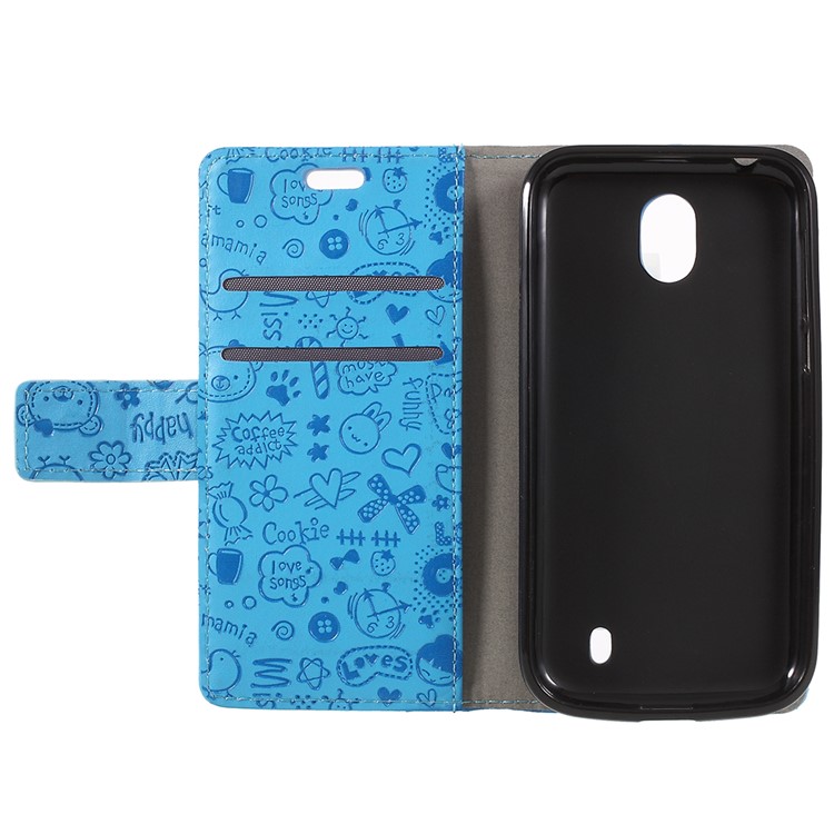Cartoon Graffiti PU Leather Flip Stand Mobile Cover for Nokia 1 - Blue-6