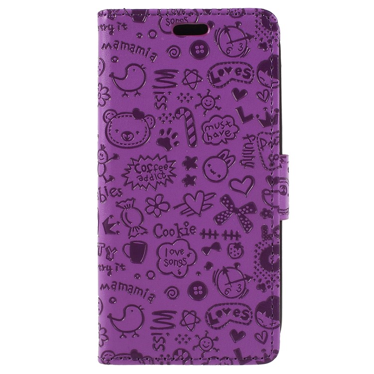 Cartoon Graffiti PU Leather Magnetic Wallet Cover Shell for Nokia 1 - Purple-1